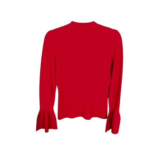 Diane Von Furstenberg Womens Red Long Sleeve Ruffle Cuff Sweater Size M - Picture 2 of 3